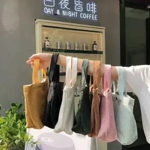 [이거찜]  최저가 미니 코듀로이 에코백   캔버스백  런치백  직장인   도시락   손가방   골덴