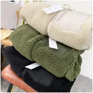 남녀공용 배색 양털 뽀글이 후리스 집업 하이넥 점퍼 포켓 자켓 겨울 아우터 JS120