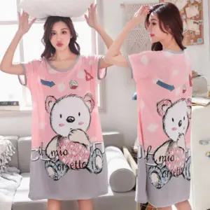 여성 보들 캐릭터 원피스 파자마/잠옷/홈원피스/여름/여자/실내/홈웨어/실내복/치마/윈피스/귀여운/여성용