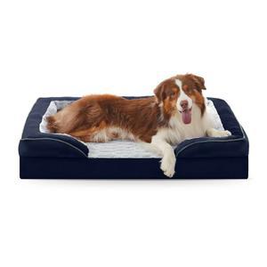 중형견을 위한 FURTIME 정형외과용 반려견 침대 - 세탁 가능한 반려견 소파 침대 중형, 탈착식 세탁 가능한 커버가 있는 서포트 폼 반려동물 침대, 방수 안감 및 미끄럼 방지 바닥, 네이비 블루