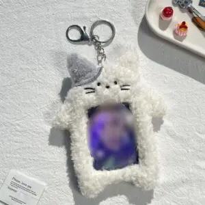 [하프클럽/]포토카드 홀더 털고양이 키링 포카 꾸미기 귀여운 포켓 인형 키