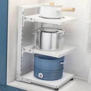 [하프클럽/셀러허브_여성트랜드패션]화이트 3단선반 그릇정리선반 냄비선