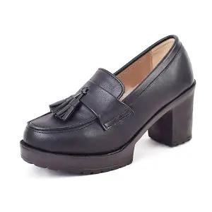 [세자매]여성 테슬로퍼 7cm 키높이 펌프스 발편한 통굽구두