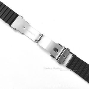 20 22 24mm 부드러운 실리콘 블랙 스트랩 타이어 패턴 팔찌 방수 스포츠 고무 시계 밴드 범용 금속 접이식 버클 밴드
