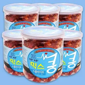 쿵간식 강아지 육포 통간식, 믹스 쿵 스몰바이트, 200g, 6개