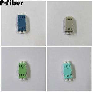 LC 어댑터 듀플렉스 플랜지리스 블루 그린 광섬유 커플러, 이어 쇼트 없음, LC/APC 아쿠아 ftth MM OM3 P-FIBER, 10