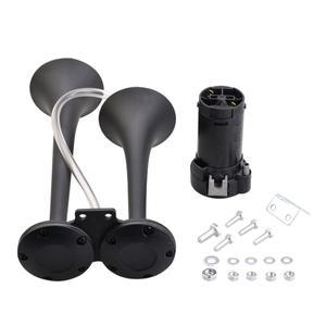 12V 자동차 에어혼 듀얼 트럼펫 스테인리스 스틸 저음 & 고음 트럭 오토바이용 - 경적 스피커