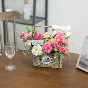 비누 카네이션 조화 바구니 진주 Aset 24cm 2컬러 꽃 어버이날 스승의날 테이블 장식 감사 선물 행사 소품