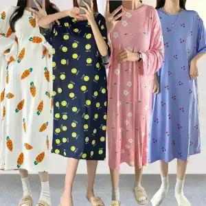 수면잠옷원피스/빈필원피스잠옷/빅사이즈/긴팔/루즈핏/오버핏/홈웨어/이지웨어/바캉스/여름/여행7