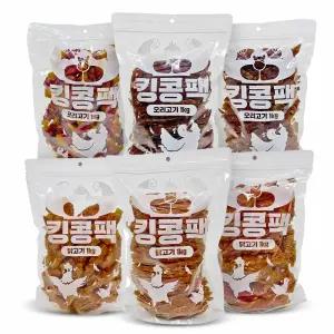 킹콩 1KG 대용량 무마진 간식 6종 닭가슴살 오리가슴살 고구마 강아지육포간식