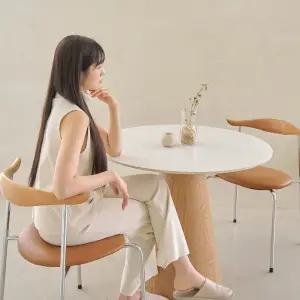 원뿔 우드 포세린 원형 세라믹 식탁 테이블 800 홈카페 거실 사무실 인테리어 4인 티 탁자