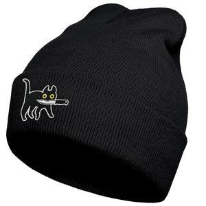 웃긴 고양이 비니, 귀여운 고딕 쿨 니트 모자 남녀용