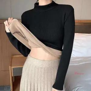 여성목폴라 기모 반목티 티셔츠 두꺼운 융털 여자 이너 슬림 스판 터틀넥 겨울 기본bcd504