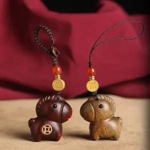 말 자동차 고리 키링 열쇠 병오년 선물 가죽 키홀더 붉은맑의해 행운 재물 운