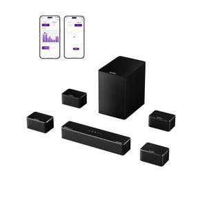 ULTIMEA 7.1CH TV용 서라운드 사운드 시스템, 돌비 애트모스 사운드바, 6.5인치 무선 서브우퍼, APP 제어, 유선 서라운드 스피커 4개, TV용 피크 파워 460W 사운드바, 포세이돈 D80(2025년 신모델)