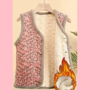 빅사이즈 할머니조끼 촌캉스 털조끼 김장조끼 꽃조끼 누빔 꽃무늬 기모조끼 엄마