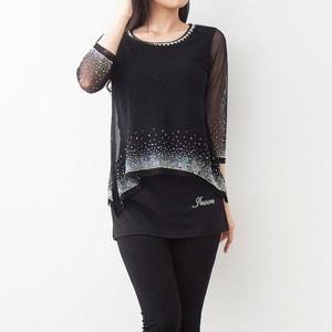 [까르죠아] 보석 축제 이중 블라우스 스포츠  줌바 모던 사교 차밍 라인 댄스복