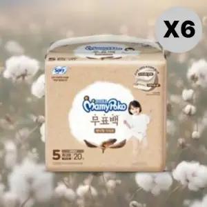 마미포코 기저귀 여아용 특대 무표백 팬티 5단계 20매 6팩