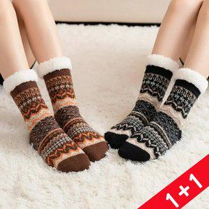 2켤레 남녀공용 겨울 보온 방한 양털 양말 장목 수족냉증 임산부 수면 털 논슬립 양말