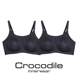 [크로커다일] 감탄브라 라이크라 인견쉘론 스트랩 패드일체형 브라 2종 블랙 CDWBR4N2