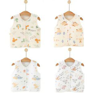 신생아 아기 사계절 누빔 순면 실내조끼(0세-3세까지)