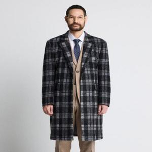 [STCO] 울혼방 글렌체크 클래식 코트_블랙 (세미오버핏)-SCTTD72OCB