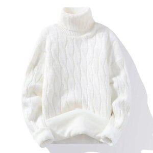 남성 터틀넥 기모 니트 티 목 폴라 꽈배기 스웨터