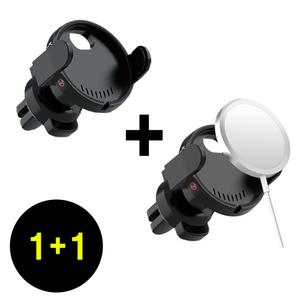 ( 1개 + 1개  행사 중 ) 차량용 맥세이프 무선 충전기 거치대 송풍구형 ( 블랙+블랙 )