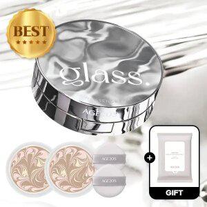 (40%+7%묶음할인/+클렌징티슈)에이지투웨니스 글래스 스킨 에센스 퍼팩트 팩트 본품+리