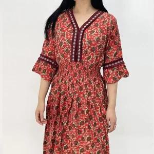 고품질 휴양지 꽃무늬 패턴 원피스 LM0303 에스닉 원피스 러 에스닉 (WFFV3V8)