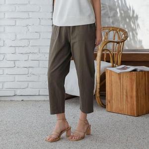 여성 9부 엄마바지 배기핏 스판 면 바지