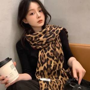 모던 트렌디 레오파드 호피 패턴 무늬 목도리 데일리 다용도 만능 매칭 겨울 포인트 머플러