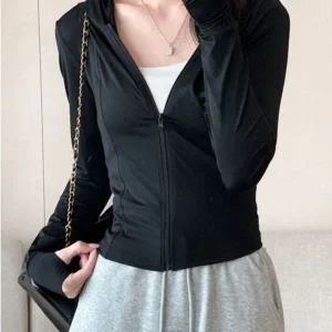 [하프클럽/]슬림 후드아우터 베이직 썸머 긴소매 헬스복야외활동