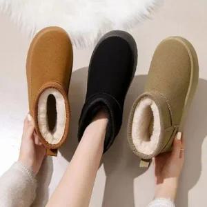 LW 여성 스웨이드 숏 털부츠 겨울 방한 보온 퍼안감 신발