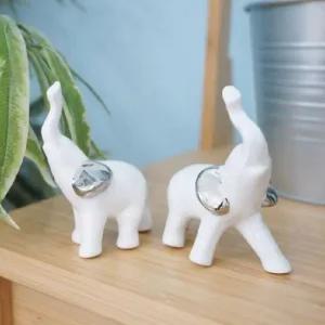 ksr 실버귀 화이트 미니 코끼리 2P 코끼리인형 인테리어인형 거실소품 거실인테리어