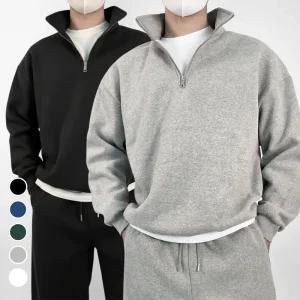 남성 클래식 하프집업 반집업 지퍼 우븐 카라 반카라 맨투맨 5color