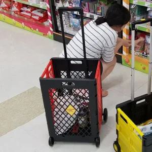 구르마 보관용이 폴딩 바구니 캐리어 특대 레드 구르마 장바구니카트 시장카트 핸드카