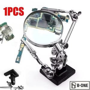 전자 제품 작업용 세 번째 손 5배 확대경 스탠드, 보석 세공, 시계 수리, 용접, 납땜용 듀얼 클립 포함