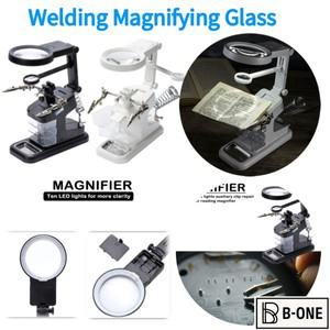 확대경 클립 클램프 데스크탑 수리 도구, 10 LED 조명, 용접 보조 납땜