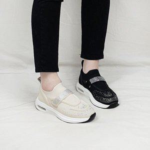[디아]카로 니트 큐빅 벨크로 에어 통굽 키높이 스니커즈 4cm