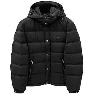 [명품] 삼각 로고 후드 다운 패딩 자켓 블랙 남성 자켓 SGH070 106O F002L