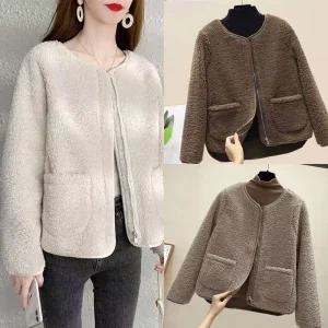 여성 양털 폴리스 뽀글이 집업 자켓긴팔 재킷 뽀이 겨울 라운드 보온 디자인 투포