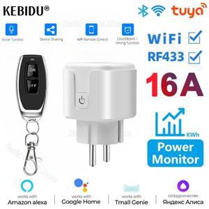스마트 소켓 16A Wifi 플러그 433 Mhz RF 무선 원격 제어 Google Assistant Alexa 용 전력 모니터링 기능이