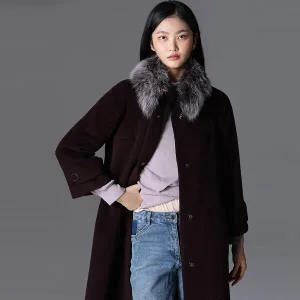 [하프클럽/]천연폭스퍼 미니멀 알파카 울코트