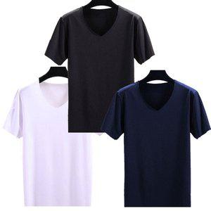 [ETN][FO] 남성 V넥 기능성 심리스 반팔티 3장 쿨링 반팔 아이스쿨 깔끔한 핏 이너웨어 빅사이즈 무봉