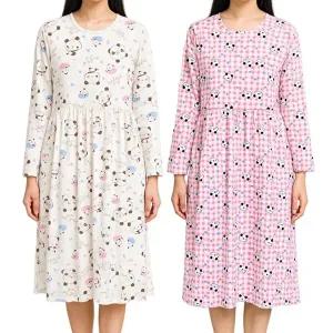 [모든GO]따뜻한 여성 피치기모 원피스잠옷 포근한 캐릭터 홈웨어 수면용 원피스
