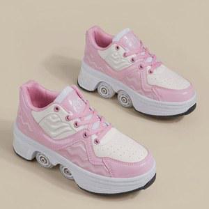 6컬러 롤러슈즈 인라인스케이트 바퀴달린 휴대용 인라인 4륜 더블휠 분리형