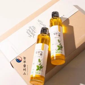 [경북고향장터 사이소][ 농부플러스 ] 국산 냉압착 생들기름 180ml 두병 선물세트