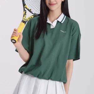 [콩심팥심]기능성 스포츠웨어 허리 전체 밴딩 배색카라 반팔티