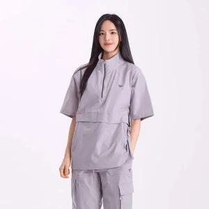 다운블로우DBS4TGR40051 여자하이넥 스트링반팔아노락 반집업